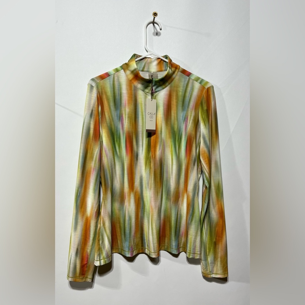 CALIA by Carrie Underwood Multicolor Striped Long-Sleeve Zip Mock Neck Top